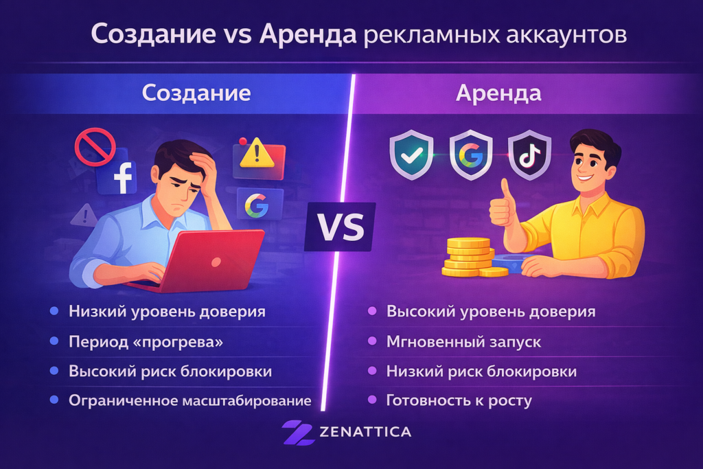 Отличия арендованных и новых рекламных аккаунтов на рекламных платформах
